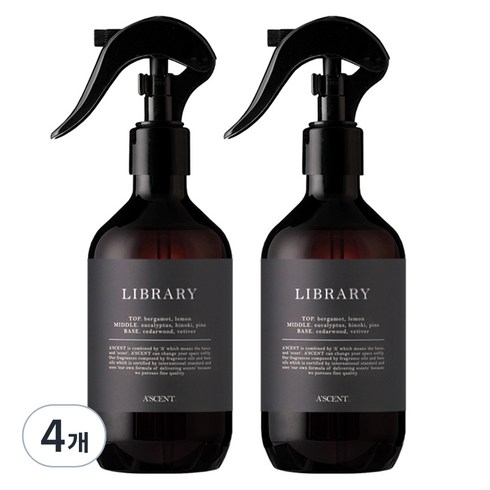 에이센트 드레스 퍼퓸 탈취제 라이브러리 본품, 4개, 250ml