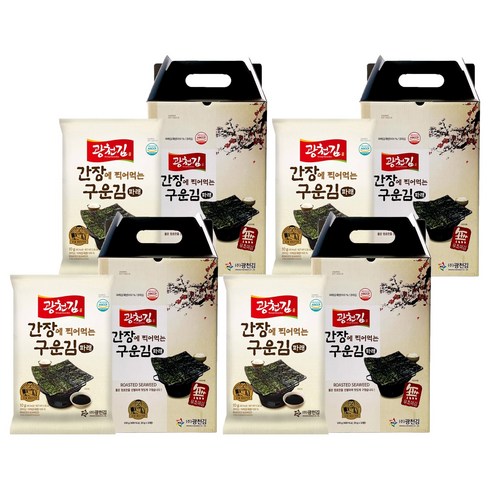 광천김 간장에 찍어먹는 구운 파래김, 100g, 4개
