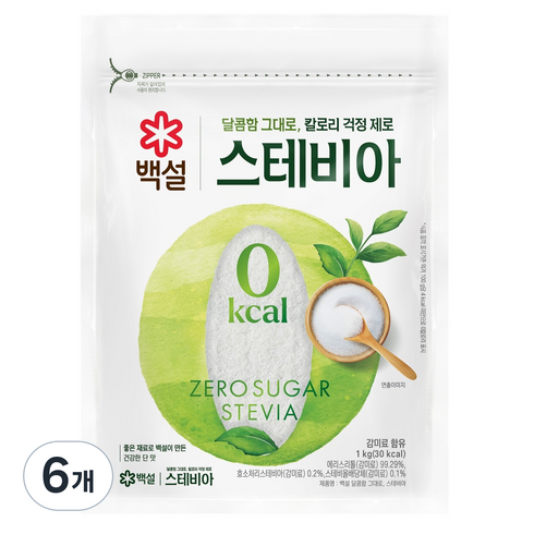 백설 달콤함 그대로 스테비아, 1kg, 6개
