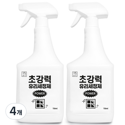 생활공식 초강력 파워 유리세정제, 4개, 750ml