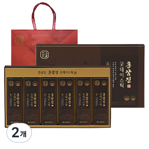 한삼인 홍삼진 굿데이스틱 60p + 쇼핑백, 600ml, 2개
