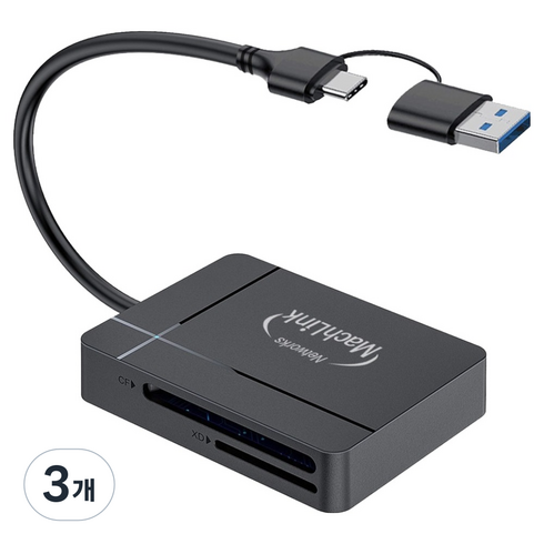마하링크 USB 3.1 Type C + USB 3.0 CF SD MicroSD MS XD 멀티 카드리더기, 혼합색상, 3개, ML-MRT37