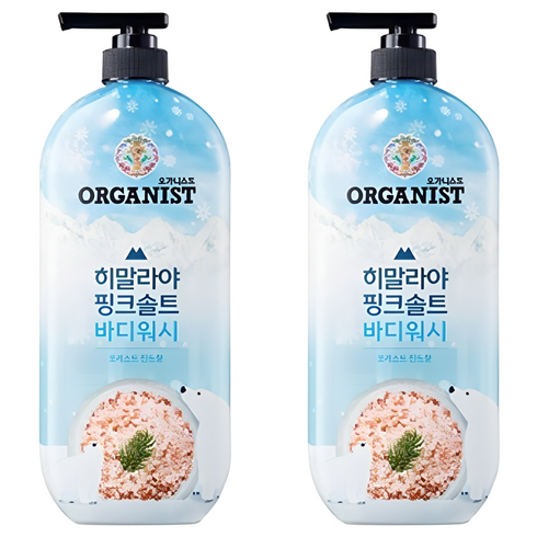 오가니스트 히말라야 핑크솔트 바디워시 포레스트 민트향, 865ml, 2개