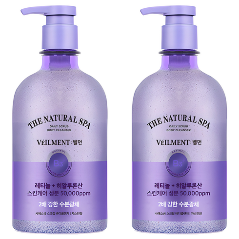 벨먼 스파 수분광채 약산성 스크럽 바디워시 자스민향, 580ml, 2개