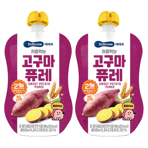 베베쿡 처음먹는 퓨레, 고구마, 80g, 2개