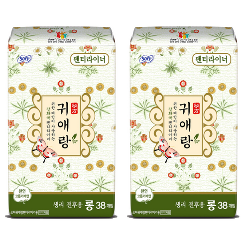 귀애랑 팬티라이너, 롱, 38개입, 2개