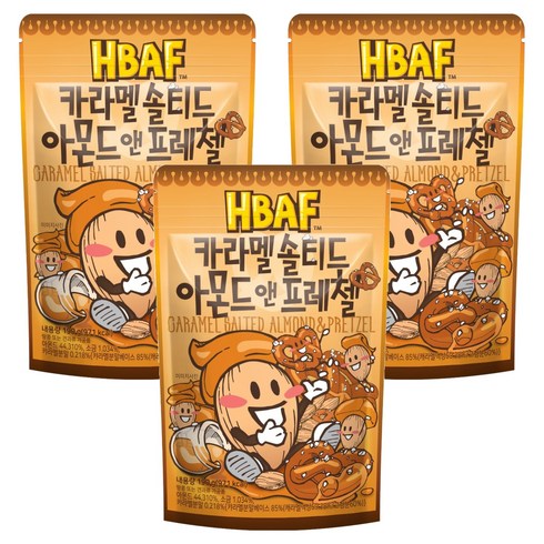 바프 카라멜 솔티드 아몬드 앤 프레첼, 190g, 3개
