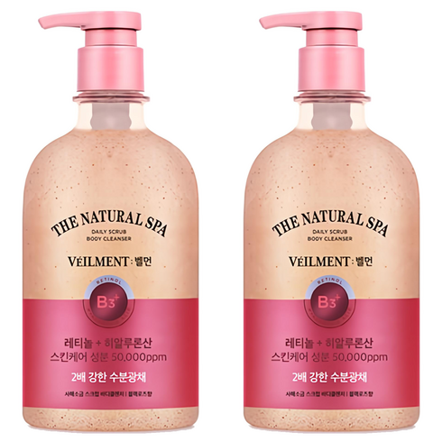 벨먼 스파 수분광채 약산성 스크럽 바디워시 블랙로즈향, 580ml, 2개