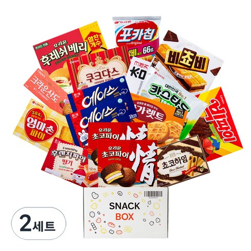 사무실 과자세트 비스킷쿠키 파이 16입 세트 (쵸코하임 + 쿠크다스 화이트 + 초코파이 2p + 포카칩 오리지날 + 카스타드 오리지날 + 참크래커 + 에이스 2p + 마가렛트 오리지널 + 비쵸비 + 후렌치파이 딸기 + 빅파이 + 엄마손파이 + 후레쉬베리 외 1종), 2세트, 16p