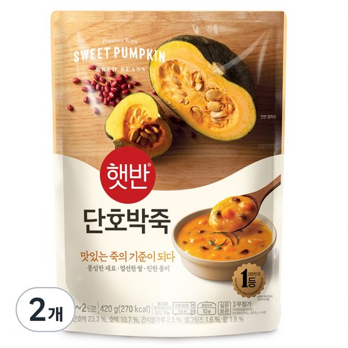 햇반 단호박죽, 420g, 2개