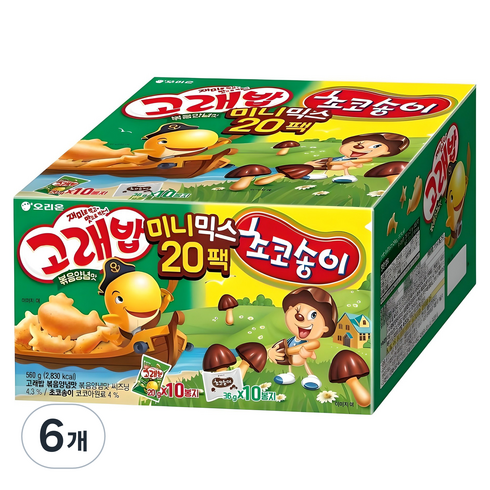 오리온 고래밥 초코송이 미니믹스 과자세트, 고래밥 볶음 양념맛 10p + 초코송이 10p, 6개