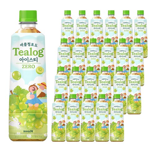 티로그 제로 애플청포도 아이스티, 24개, 500ml