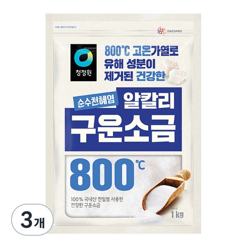 청정원 천일염 구운소금, 1kg, 3개