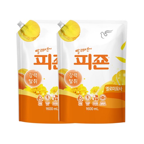 피죤 레귤러 섬유유연제 옐로미모사향 리필, 1.6L, 1개입, 2개
