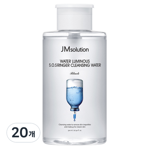 제이엠솔루션 물광 에스오에스 링거 클렌징 워터 블랙, 500ml, 20개