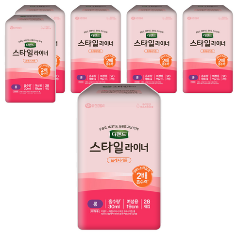 디펜드 여성용 요실금 스타일 라이너 프레시가든향, FREE(onesize), 28매입, 6개