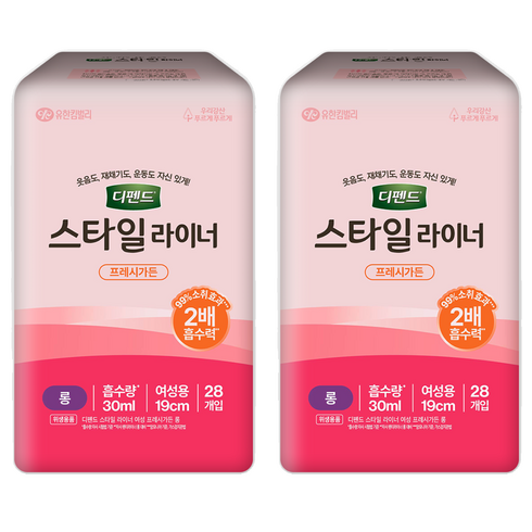 디펜드 여성용 요실금 스타일 라이너 프레시가든향, FREE(onesize), 28매입, 2개