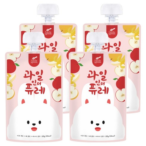 리틀스푼 과일인더퓨레, 혼합맛(사과/배/바나나), 4개, 100g