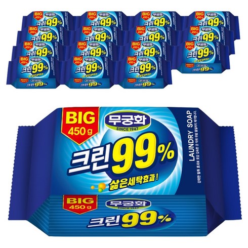 무궁화 BIG 99% 크린 세탁비누, 450g, 16개입, 16개
