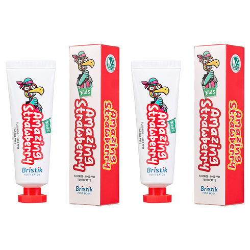 브리스틱 어린이 불소 케이엘 에스 치약 딸기향, 50g, 2개