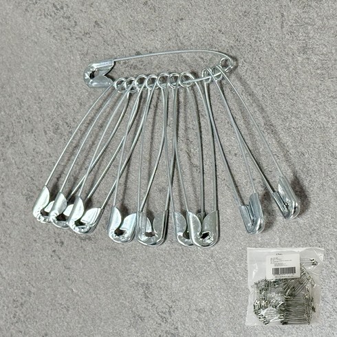 앙플러스 시침 옷핀 대형 5.6cm, 실버, 100개