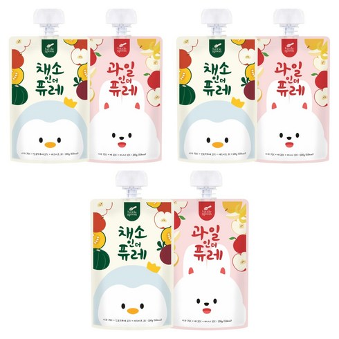 리틀스푼 과일 인더 퓨레 100g + 채소 인더 퓨레 100g 세트, 과일+채소, 3세트