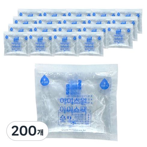 아이스원 물 100% 아이스팩, 200개, 1개입