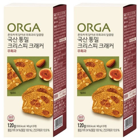 올가홀푸드 통밀 크리스피 크래커 무화과, 120g, 2개