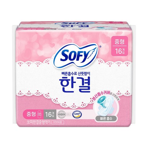 쏘피 한결 생리대 날개형, 중형, 16개입, 1개