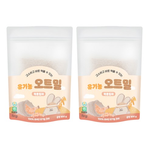 퍼기 유아용 유기농 오트밀 작은입자, 300g, 2개