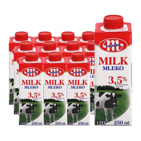 믈레코비타 3.5% 멸균우유, 250ml, 12개