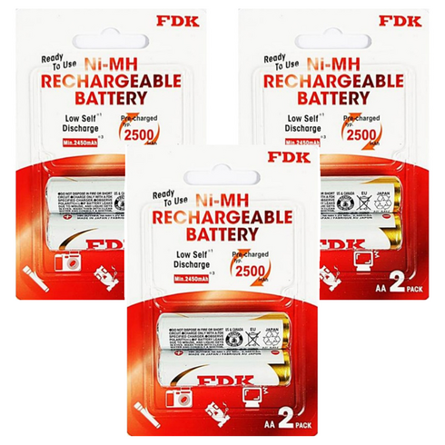 에프디케이 니켈수소 AA충전지 2500mAh, 2개입, 3개
