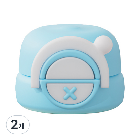 주니 2in1 텀블러 빨대컵 실리콘 헤드 세트, 2개, 단품(블루)