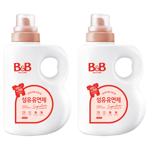 비앤비 섬유유연제 자스민 앤 로즈 본품, 1.5L, 2개