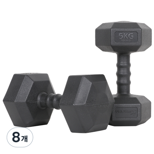 아이워너 맨즈 육각아령 블랙, 5kg, 8개
