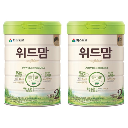 파스퇴르 위드맘 분유 2단계, 750g, 2개