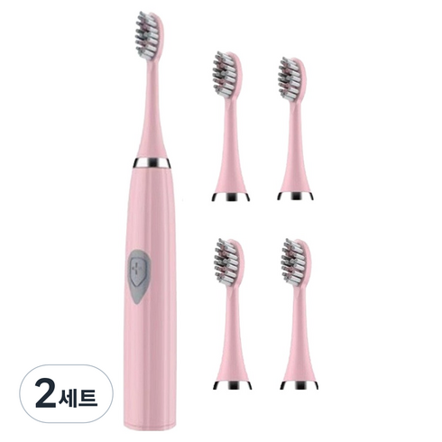 안이네 스마트 배터리전용 전동칫솔 + 칫솔모 4p 세트, 핑크, 2세트