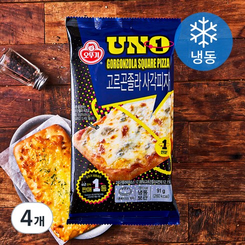 오뚜기 UNO 고르곤졸라 사각피자 (냉동), 91g, 1개입, 4개