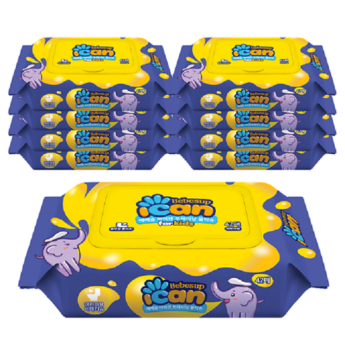 아이캔 베베숲 트레이닝 유아 물티슈 캡형, 65g, 42매, 9개