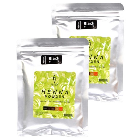 코겐 헤나파우더 염색약 100g, 블랙, 2개