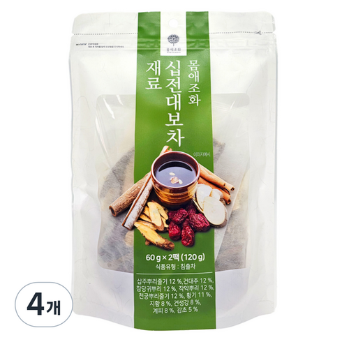 몸애조화 십전대보차 한방 재료 2p, 120g, 4개