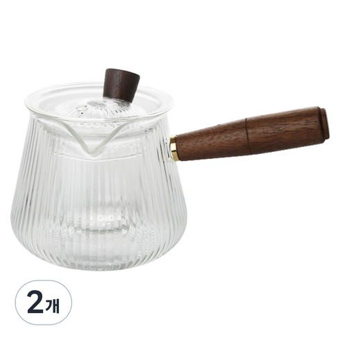키친초이스 다도 우드핸들 내열유리 숙우 티메이커 S214, 혼합색상, 380ml, 2개