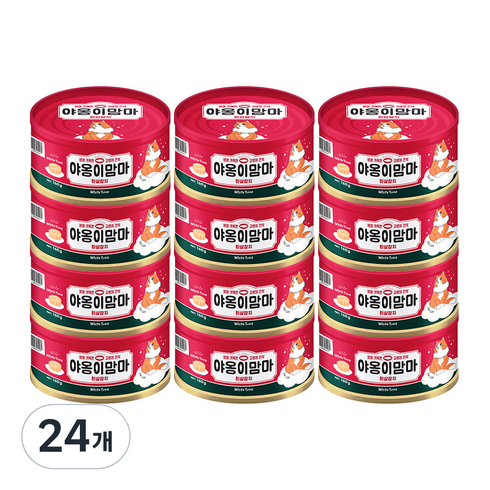 인터펫코리아 야옹이맘마 간식캔, 흰살참치, 160g, 24개