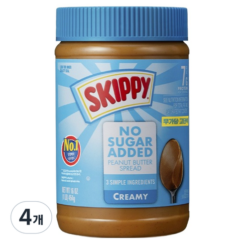 스키피 노슈거에디드 크리미 땅콩버터, 454g, 4개