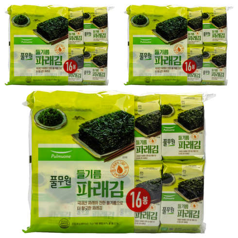 풀무원 들기름 파래김, 100g, 3개