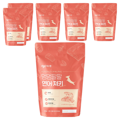 멍멍팔팔 강아지 간식 져키, 연어, 200g, 6개