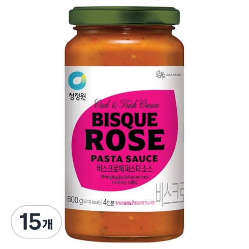 청정원 크랩&생크림 비스크로제 파스타소스, 600g, 15개