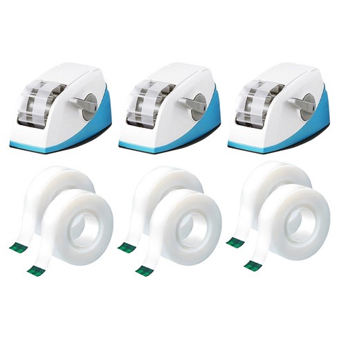 스카치 쓰리엠 원터치 테이프 디스펜서 + 리필 12mm x 11m 2롤, 블루, 3세트