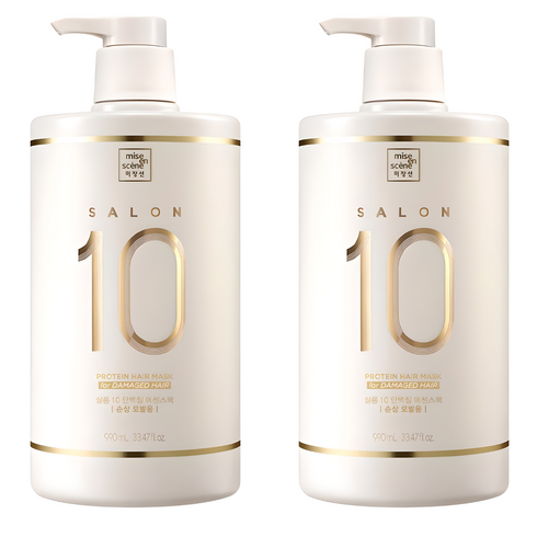 미쟝센 살롱10 단백질 에센스 헤어팩 손상 모발용, 990ml, 2개