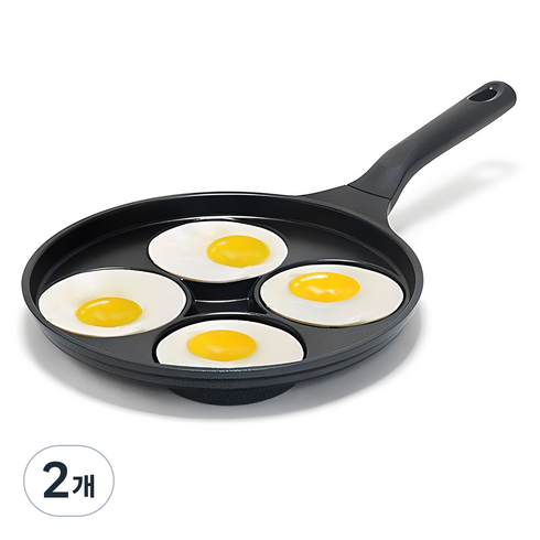 키친아트 인덕션 하우스쿡 4구 멀티 에그팬, 26cm, 2개